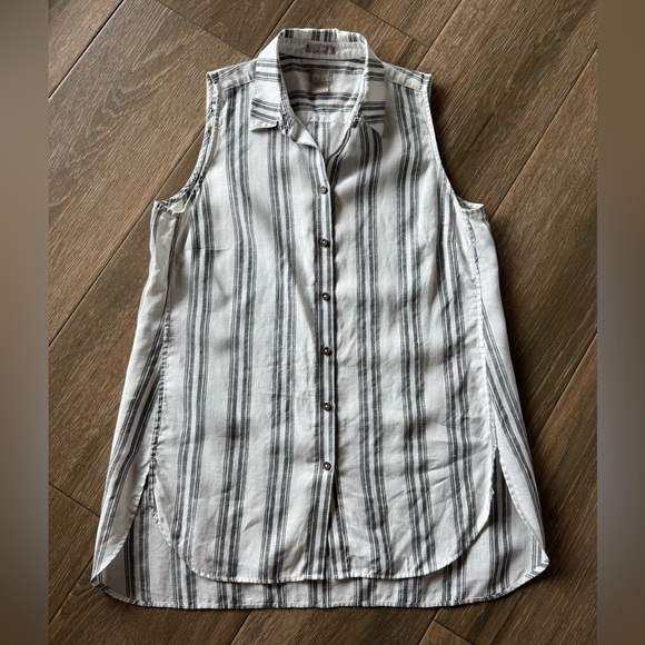 Chico's 100% linen women's no iron button front sleeveless tunic size Chico's 1 - Picture 3 of 8